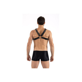 Harnais homme simili cuir larges sangles avec anneaux 